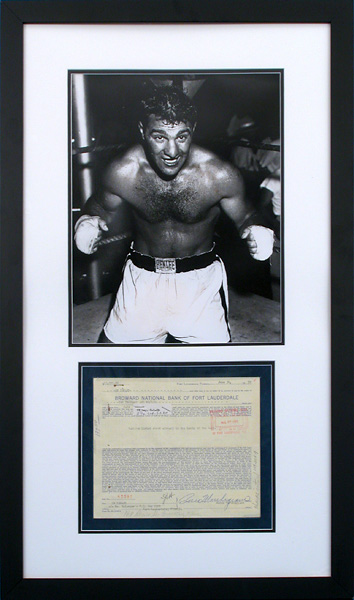 Rocky Marciano Signed Financial Document With Rare Marchegiano Signature