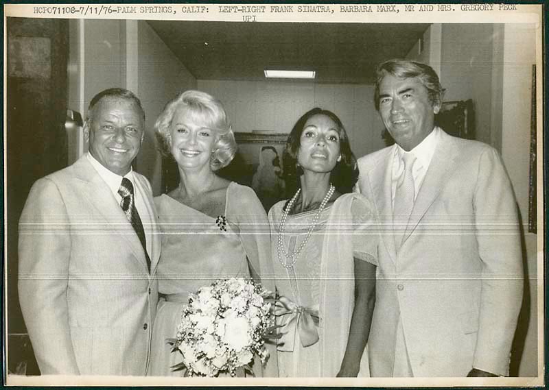 Frank Sinatra, Barbara Marx, Gregory Peck and Veronique Peck Original Wire Photograph