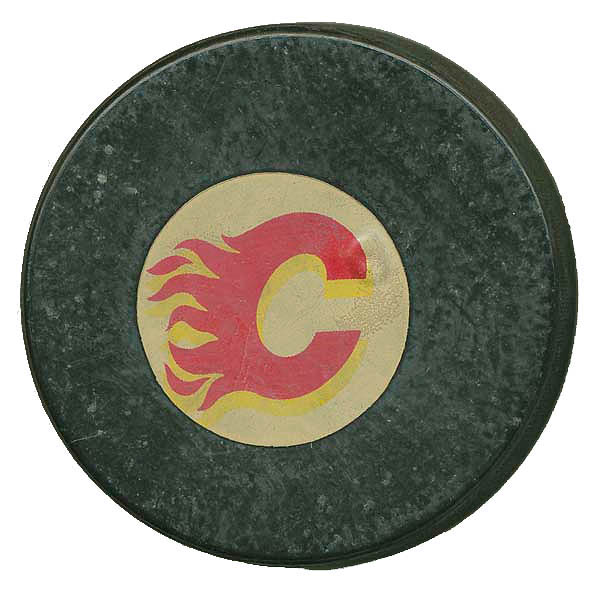 Vintage Calgary Flames Game-Used Official NHL Hockey Puck