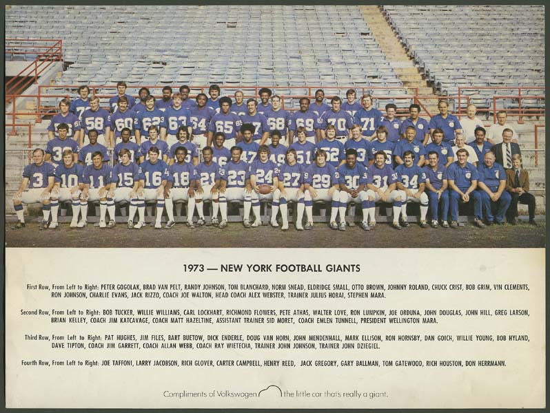 1973 New York Giants Team Photograph