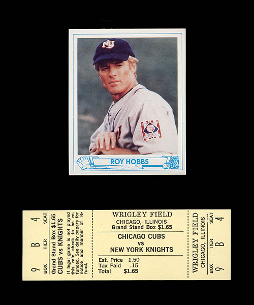 The Natural NY Knights Prop Ticket & Roy Hobbs Rookie Card