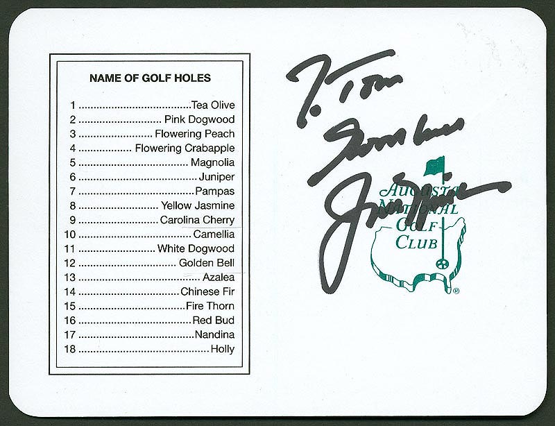 Jack Nicklaus Signed & Inscribed Augusta Scorecard 
