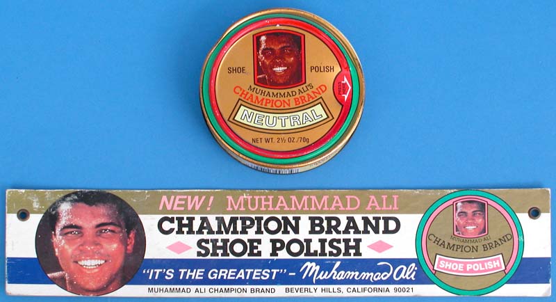 Original Muhammad Ali Shoe Polish Banner Ad and Shoe Polish