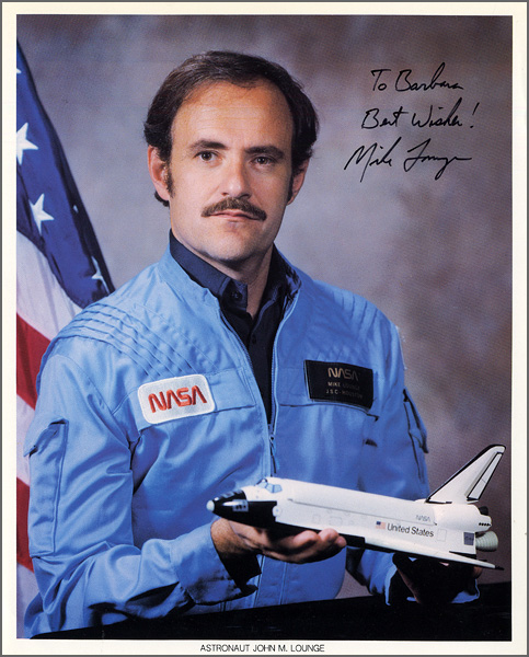 Astronaut John M. Lounge Signed & Inscribed Official NASA Photograph