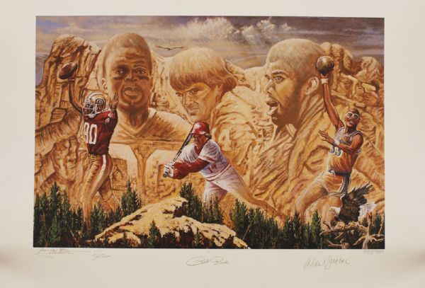 The All-Time Leaders Lithograph Signed By Rice, Rose & Abdul Jabbar