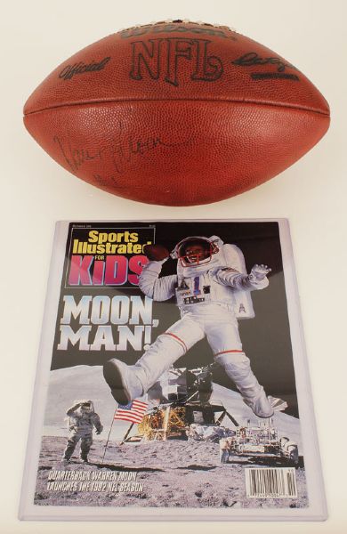 Warren Moon Signed Football Used on SI For Kids Magazine Cover