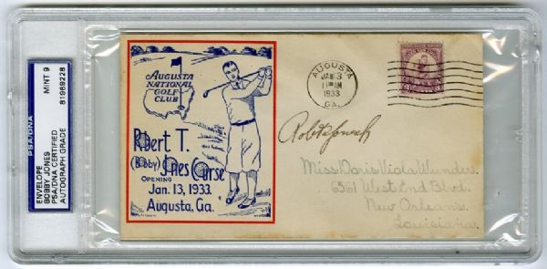 Bobby Jones Signed 1933 Augusta National Golf Club Grand Opening Cachet 