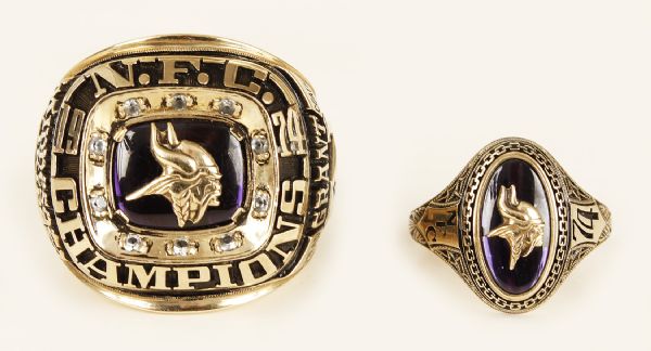Pair 1974 Minnesota Vikings NFC Championship Rings (Men’s & Women’s)