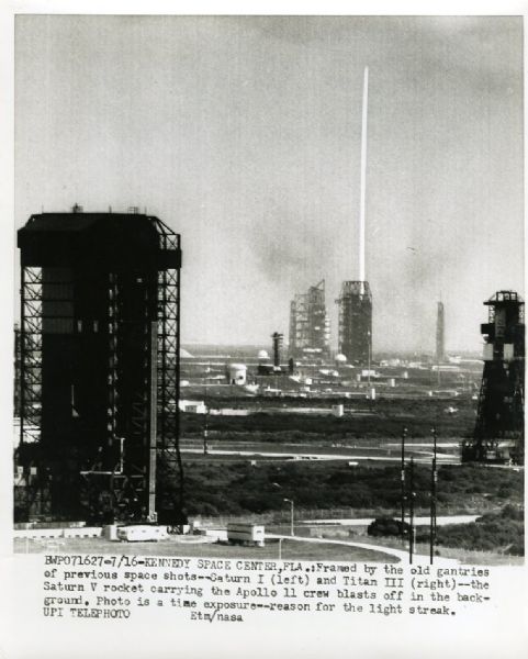 Apollo 11 “Blast-Off” Original Wire Photograph (Kennedy Space Center)