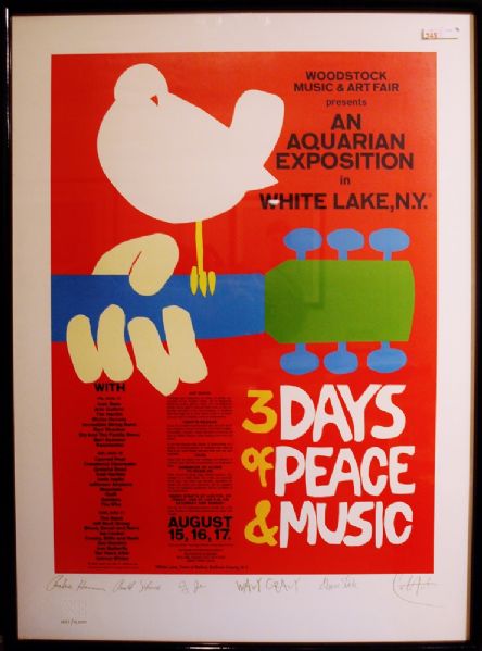 SOLD Woodstock Limited Edition Poster Signed by 6