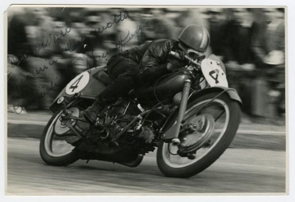World Champion Motorcycle Road Racer Bruno Ruffo Vintage Signed Photo c. 1950's