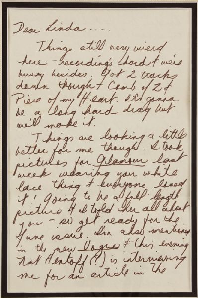 Janis Joplin 1968 Historically Significant Handwritten Letter to Linda Gravenites 