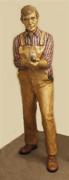 Vintage Lifesize Paper Mache Construction Worker Artwork