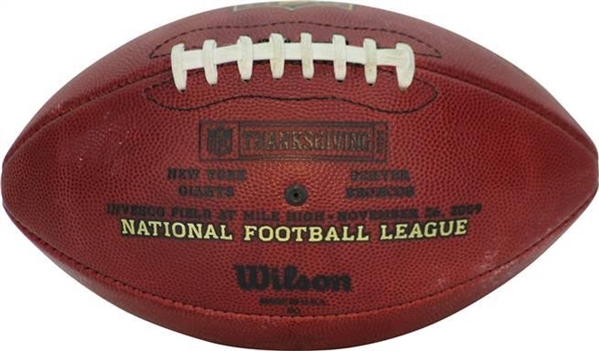 NY Giants vs. Denver Broncos Thanksgiving Day Game Used Football (2009)