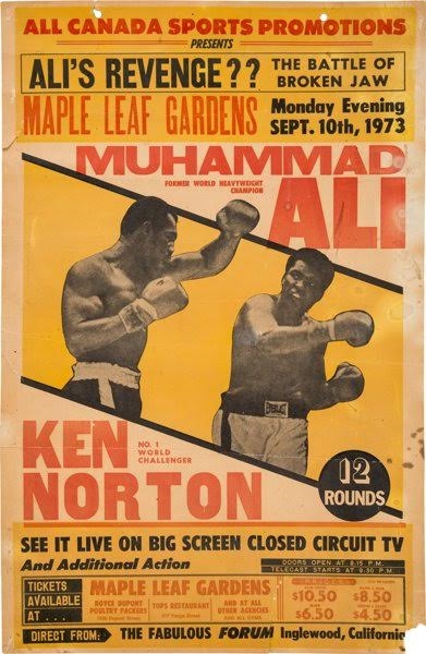 1973 Muhammad Ali vs. Ken Norton II Closed Circuit Fight Poster