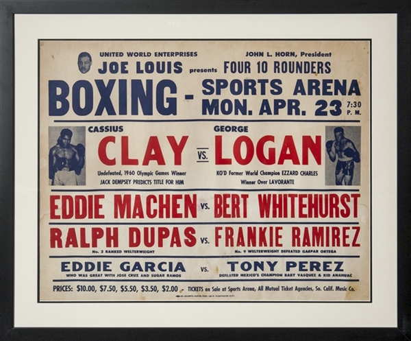 RARE 1962 Cassius Clay vs George Logan Original On-Site Fight Poster