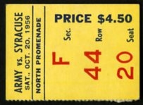 Jim Brown Original 1956 Syracuse University Football Game Ticket