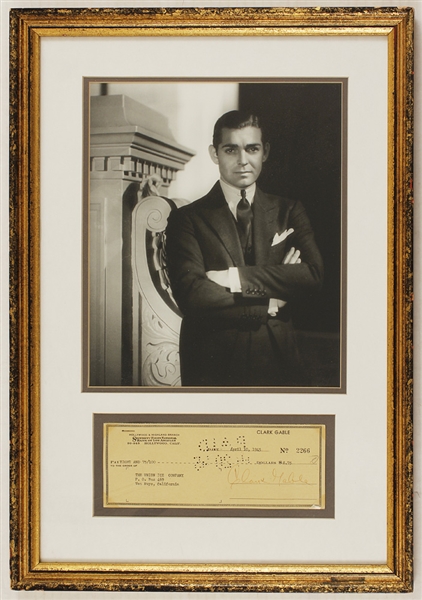 Clark Gable Signed Check With Photograph (15 x 22.5)
