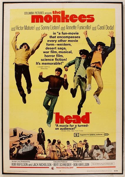 The Monkees “HEAD” 1968 Original Movie Poster (27 X 40) 