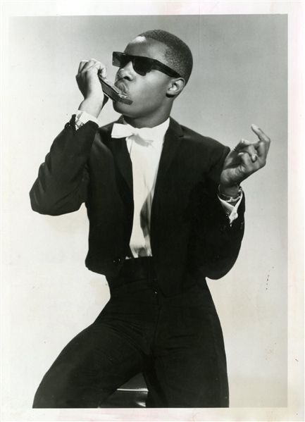 Little Stevie Wonder Original Photograph Playing the Harmonica