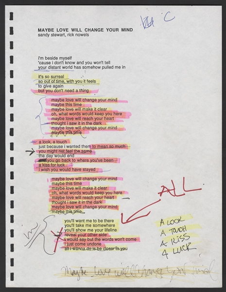 Stevie Nicks Maybe Love Will Change Your Mind Hand Annotated Lyrics