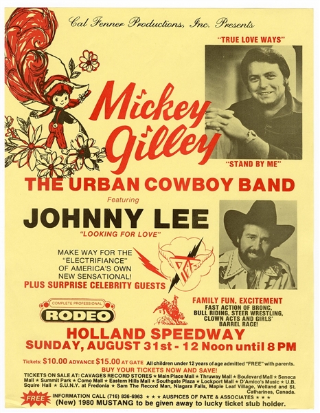 Mickey Gilley, The Urban Cowboy Band Featuring Johnny Lee Original Concert Handbill