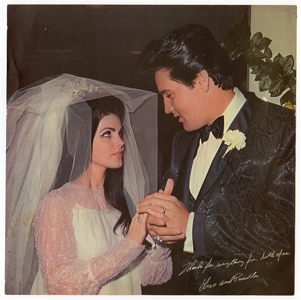 Elvis Presley & Priscilla Promotional Wedding Photograph with Facsimile Signatures