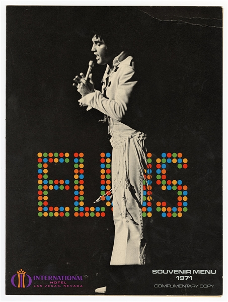 Elvis Presley Original 1971 Las Vegas International Hotel Souvenir Menu