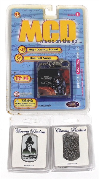Michael Jackson Owned Black or White Mini CD and Chrome Pendants