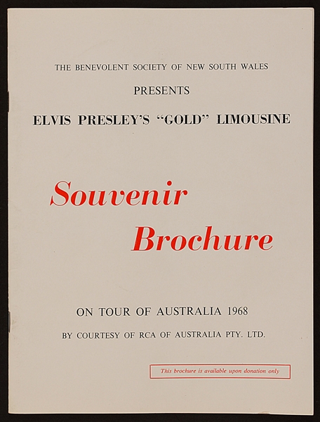Elvis Presley Rare Original 1968 Australian Tour Souvenir Brochure