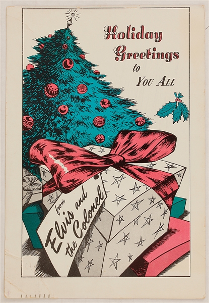 Elvis Presley and The Colonel Original 1957 Christmas Card