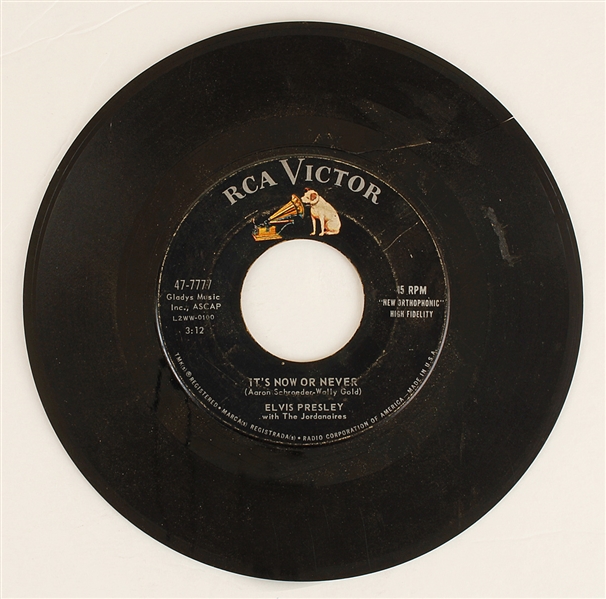 Elvis Presley It's Now or Never/A Mess of Blues Rare Original 45 Record With Piano Intro