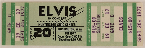 Elvis Presley August 20 1977 Unused Concert Ticket