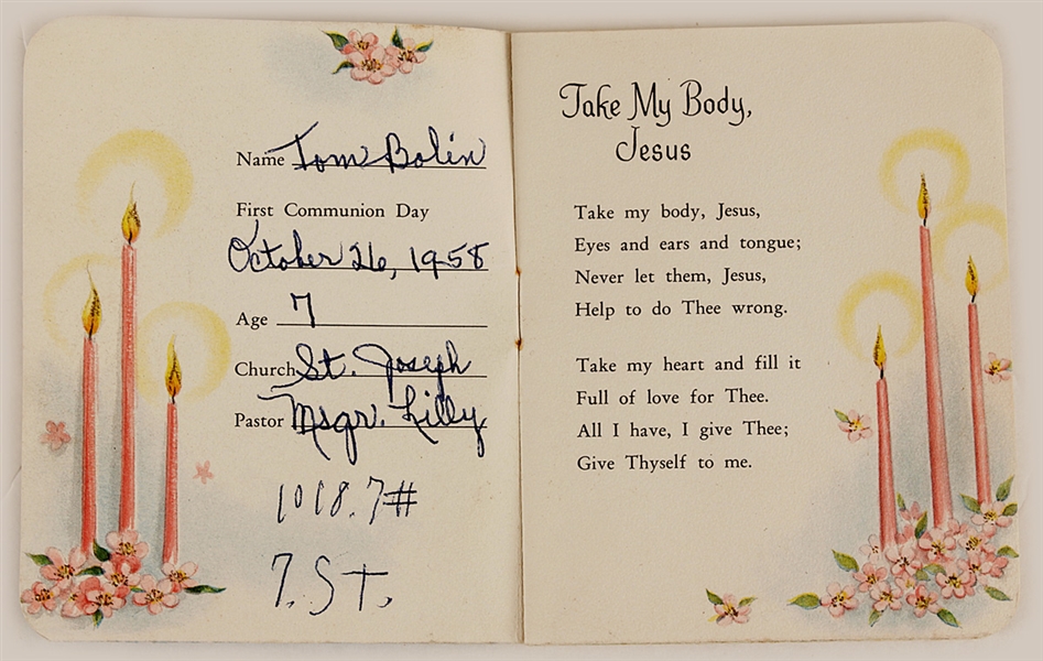 Tommy Bolin's First Communion Book with Limited Edition Lithograph Signed by Artist